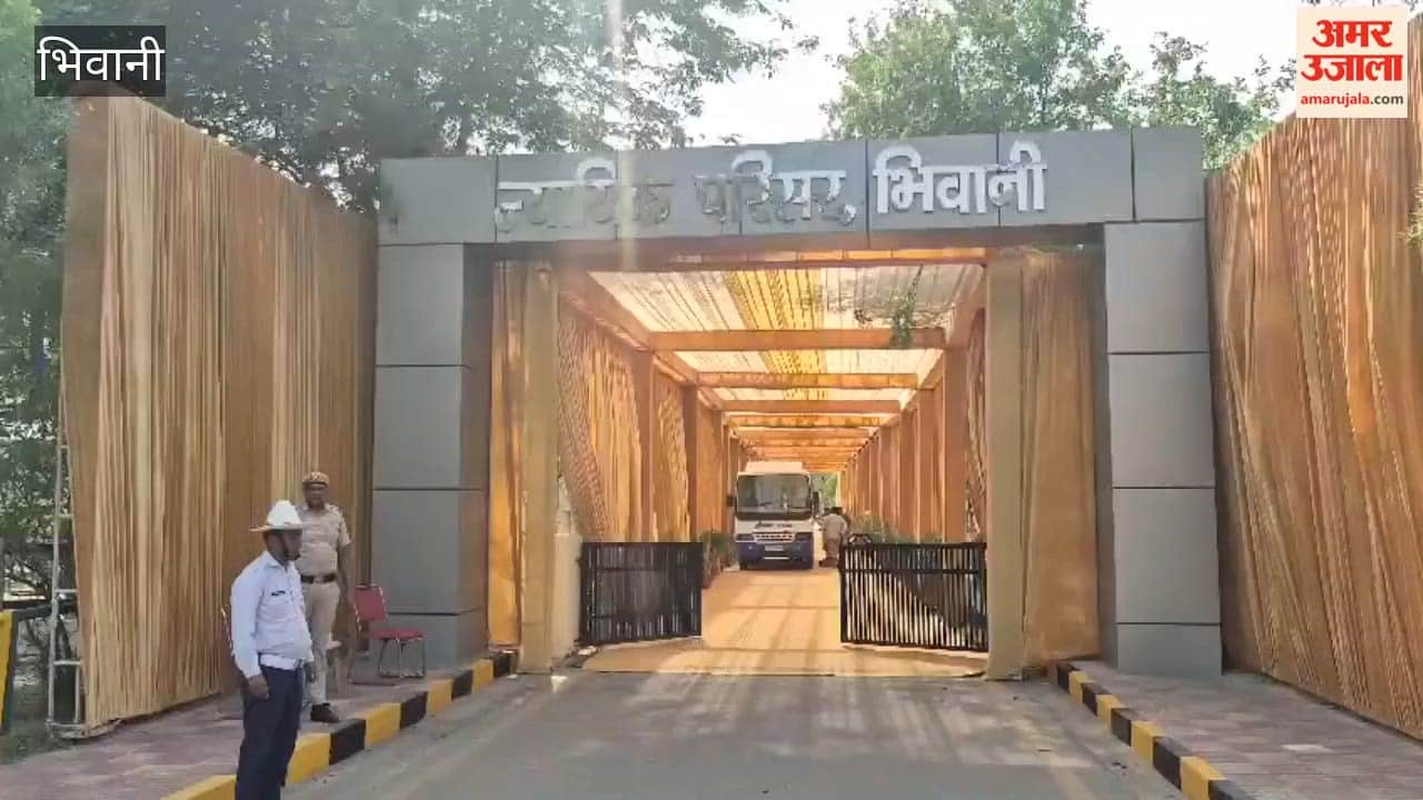 District court in Bhiwani decorated for the arrival of the Chief Justice of the Supreme Court, the roads also got a patchwork balm.