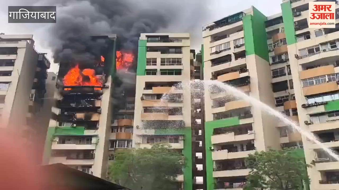 Massive fire breaks out in a flat at Gaur Green Avenue Society in Ghaziabad