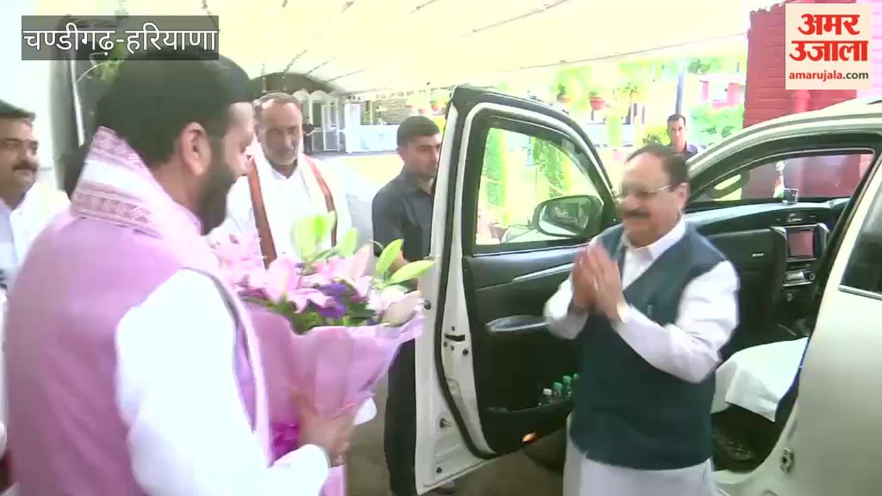 Union Health Minister Jagat Prakash Nadda arrived at Sant Kabir Kutir to meet CM Saini.