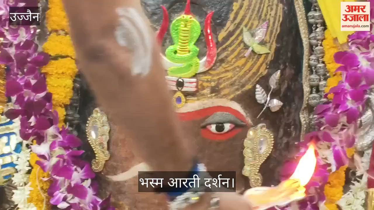 Snake, Crescent Moon & Trishul Adorn Mahakal's Head in Bhasma Arti