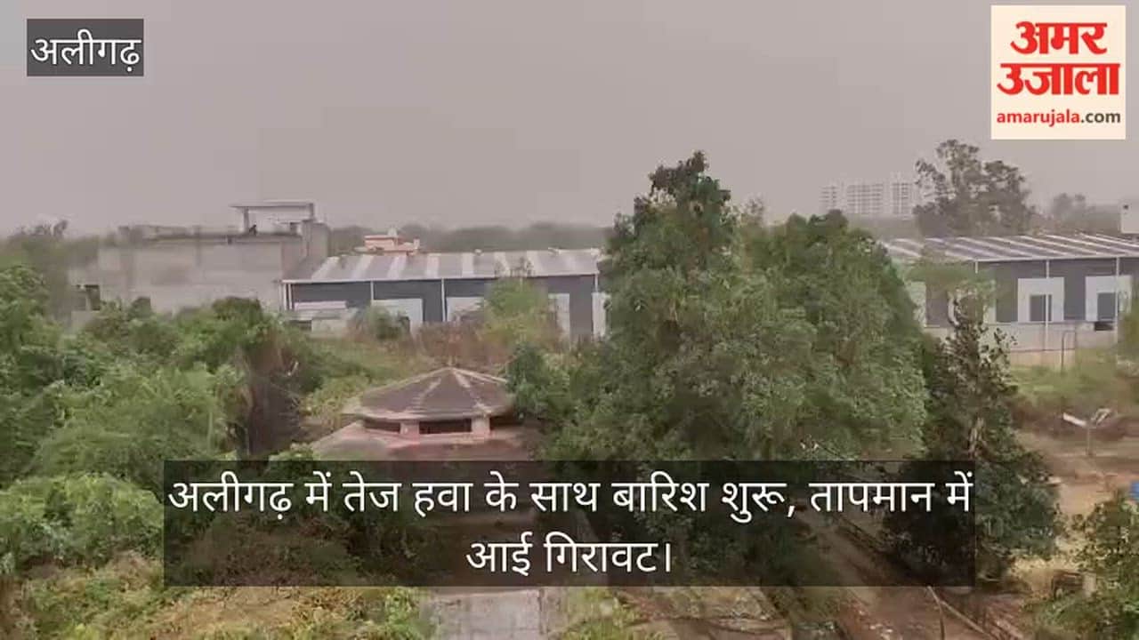अलीगढ़ में तेज हवा के साथ बारिश शुरू, तापमान में आई गिरावट