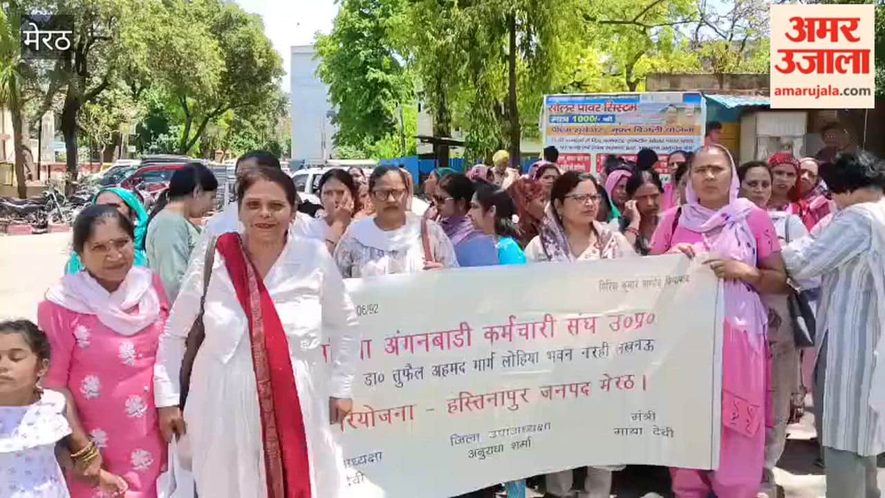 Meerut: Anganwadi Workers Protest at DM Office, Demand Change in Census Duty