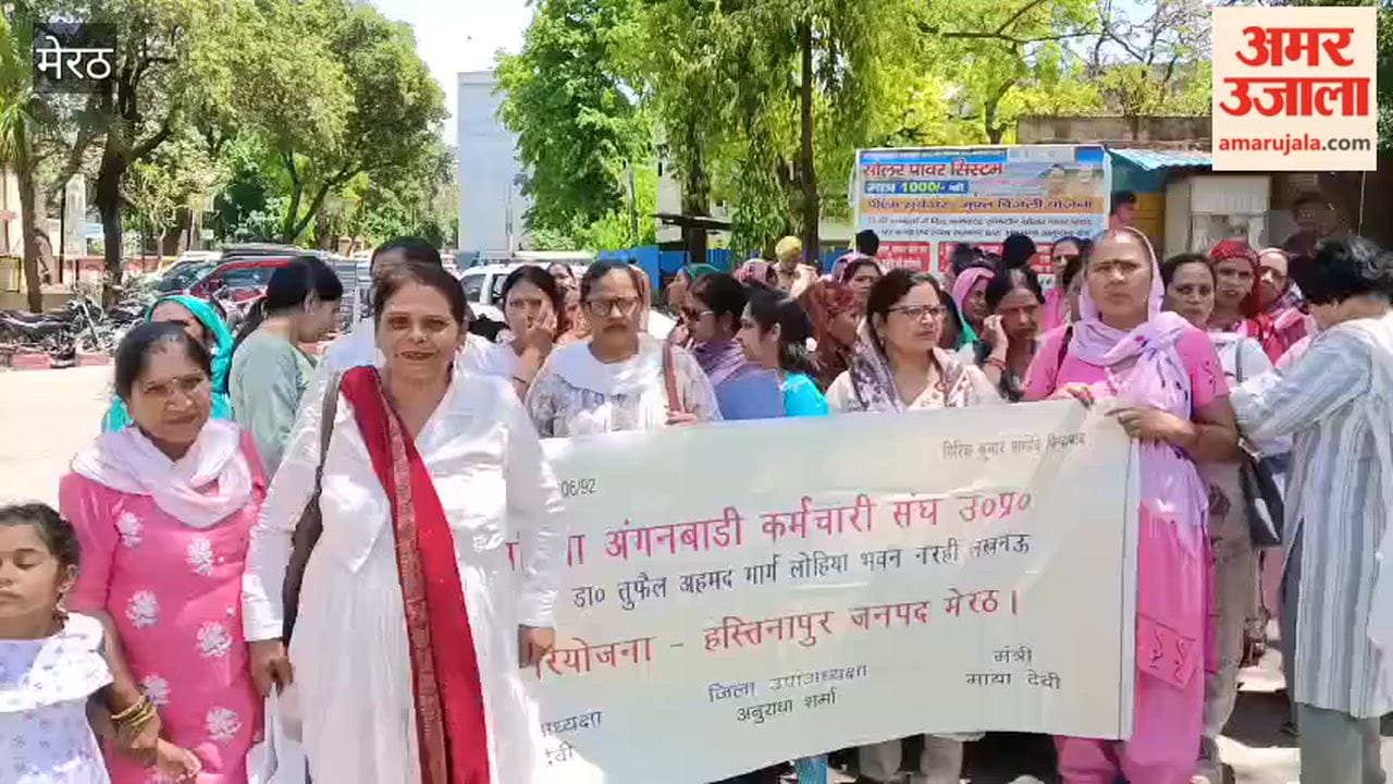 Meerut: Anganwadi Workers Protest at DM Office, Demand Change in Census Duty