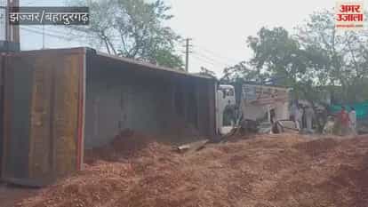 Horrific Road Accident in Jhajjar: Gravel-Filled Container Overturns onto Pickup Truck