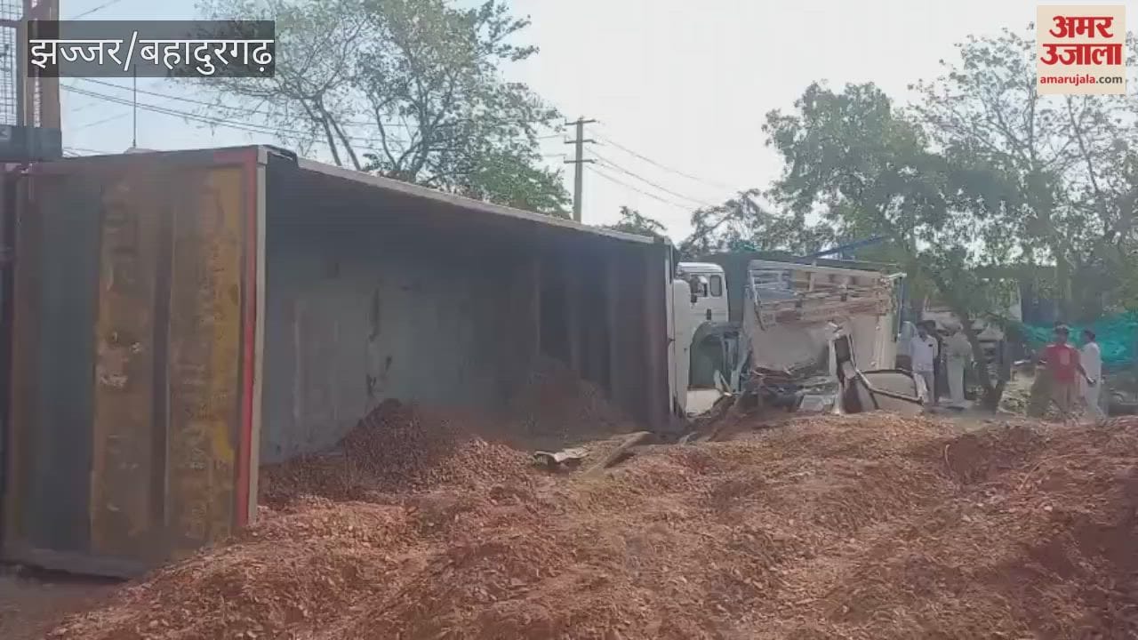 Horrific Road Accident in Jhajjar: Gravel-Filled Container Overturns onto Pickup Truck