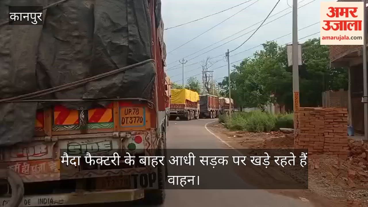 Kanpur Trucks Illegally Occupy Mandhana Kursauli Road Public Plagued by Traffic Jams and Accidents
