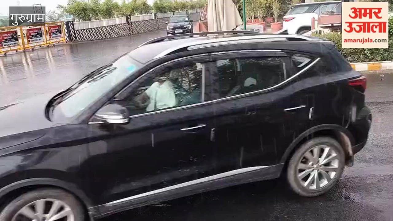 Hail falls along with rain in Gurugram