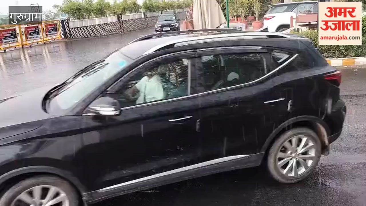 Hail falls along with rain in Gurugram