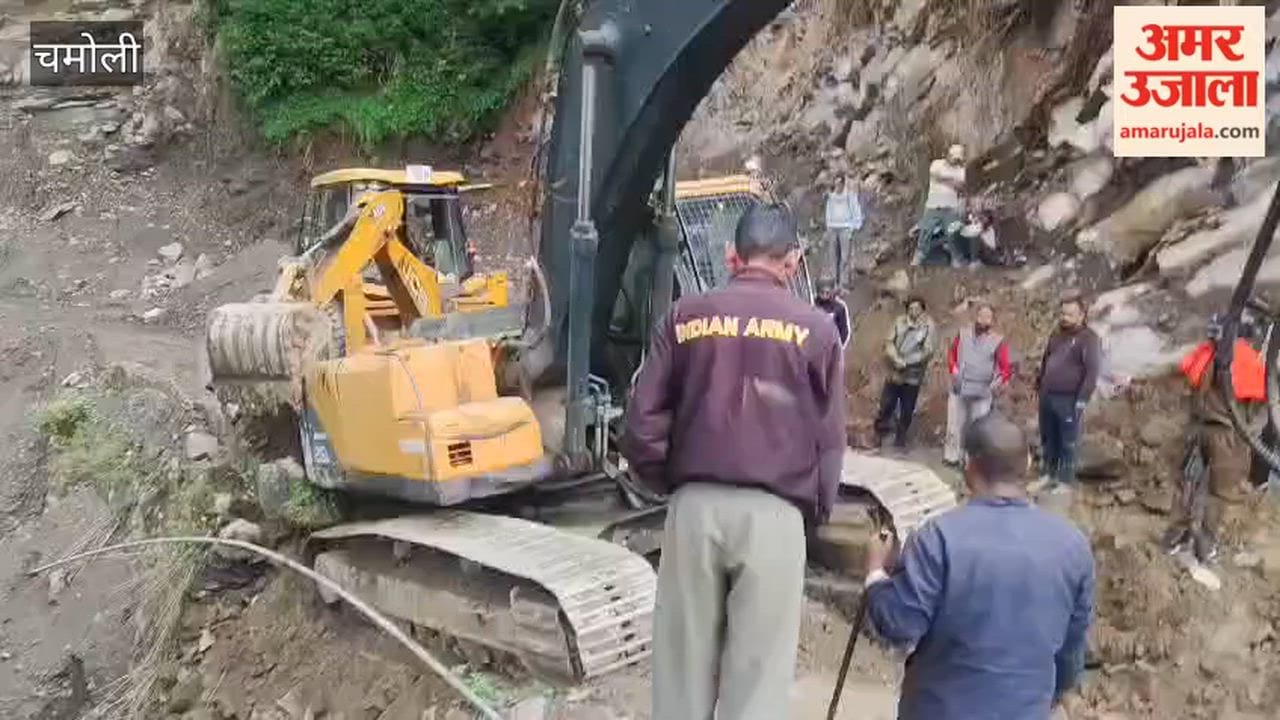 Gairsain: Road Embankment Collapses During Repairs; Excavator Narrowly Escapes Plunging into Gorge