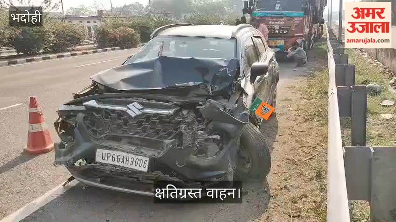 Truck Collides with Car in Bhadohi; Driver Injured