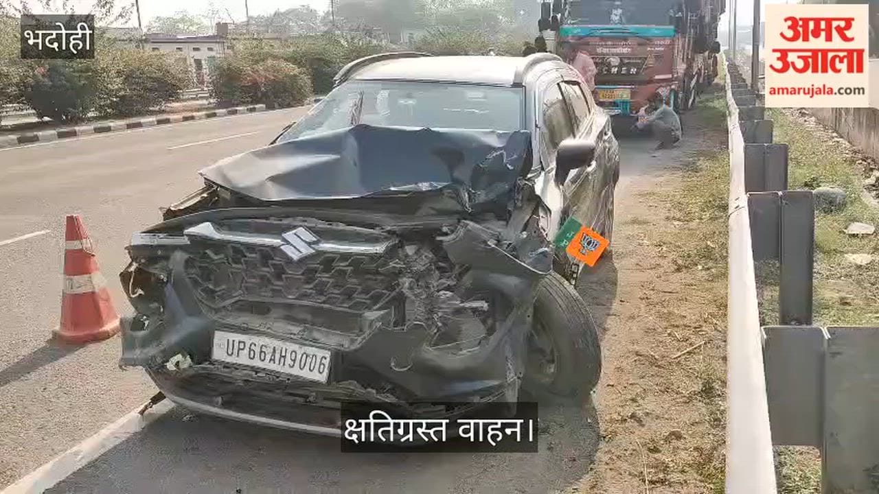 Truck Collides with Car in Bhadohi; Driver Injured