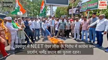 Udaipur News: Congress Hits Streets Over NEET Paper Leak, Burns Effigy of Union Education Minister