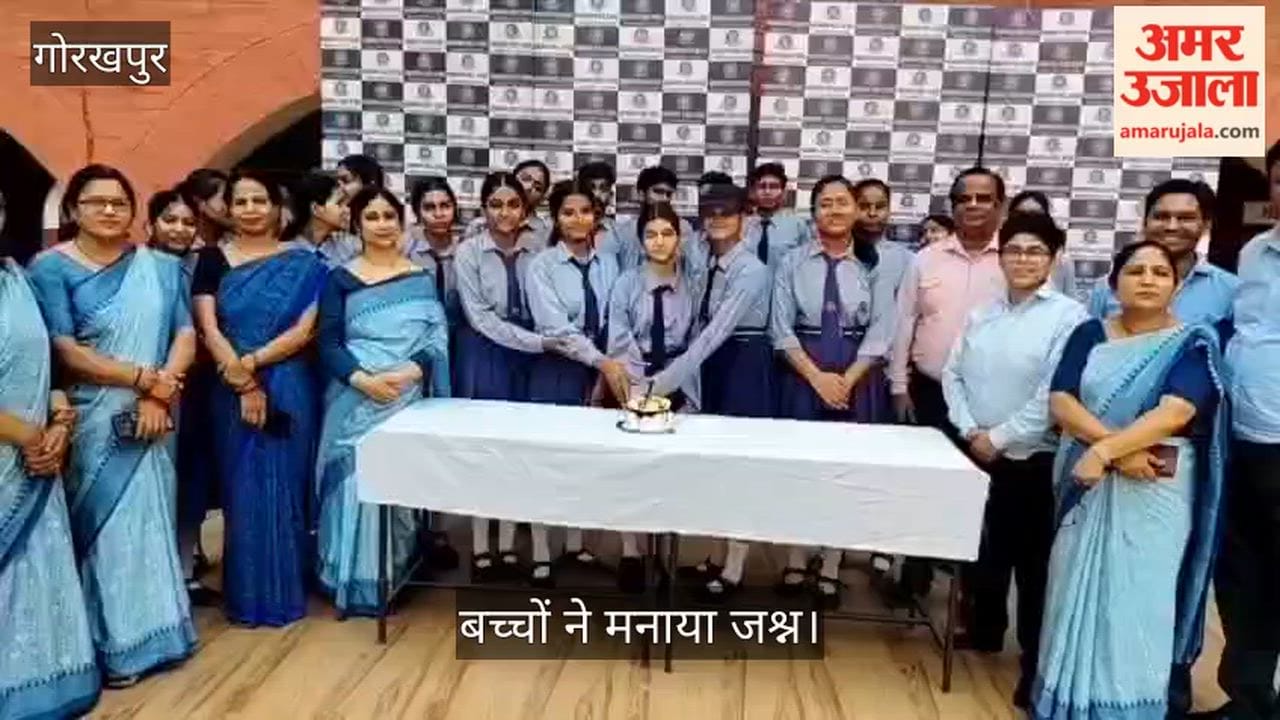 Students erupt in joy after achieving top marks in Class 12: Gorakhpur celebrates results by cutting a cake