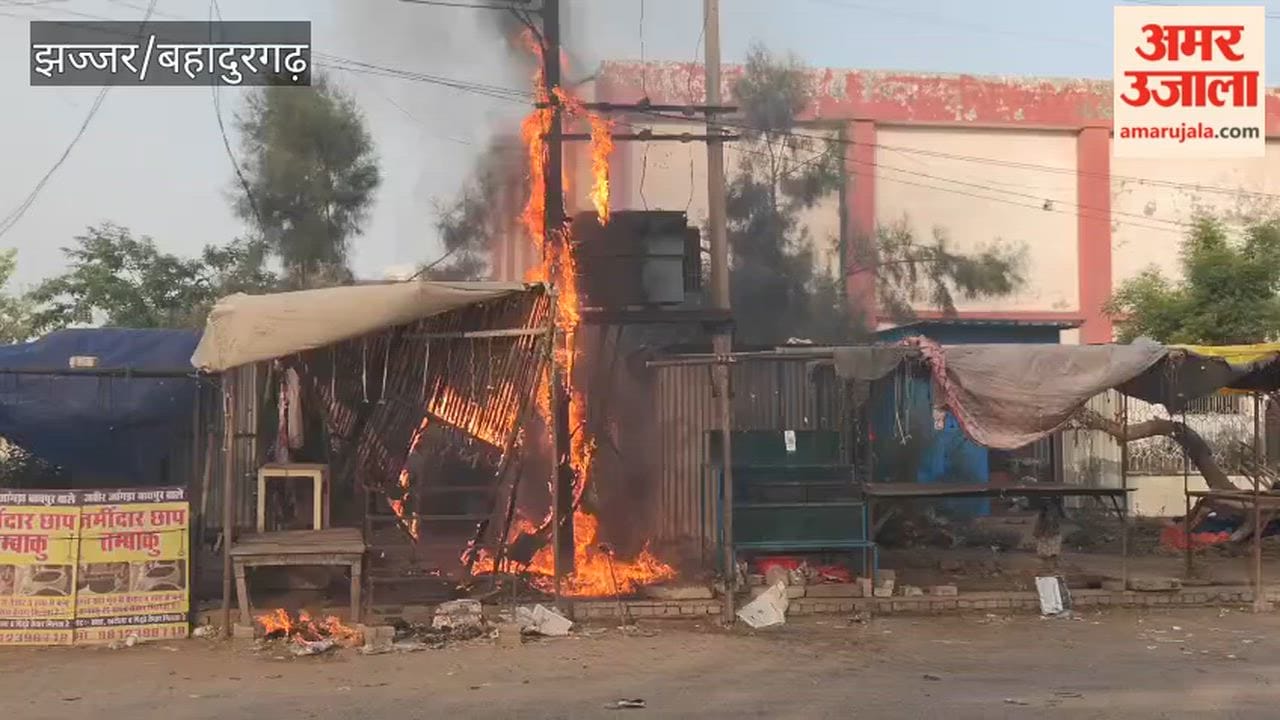 Fire breaks out in an electrical transformer at Bhagalpuri Chowk in Beri of Jhajjar