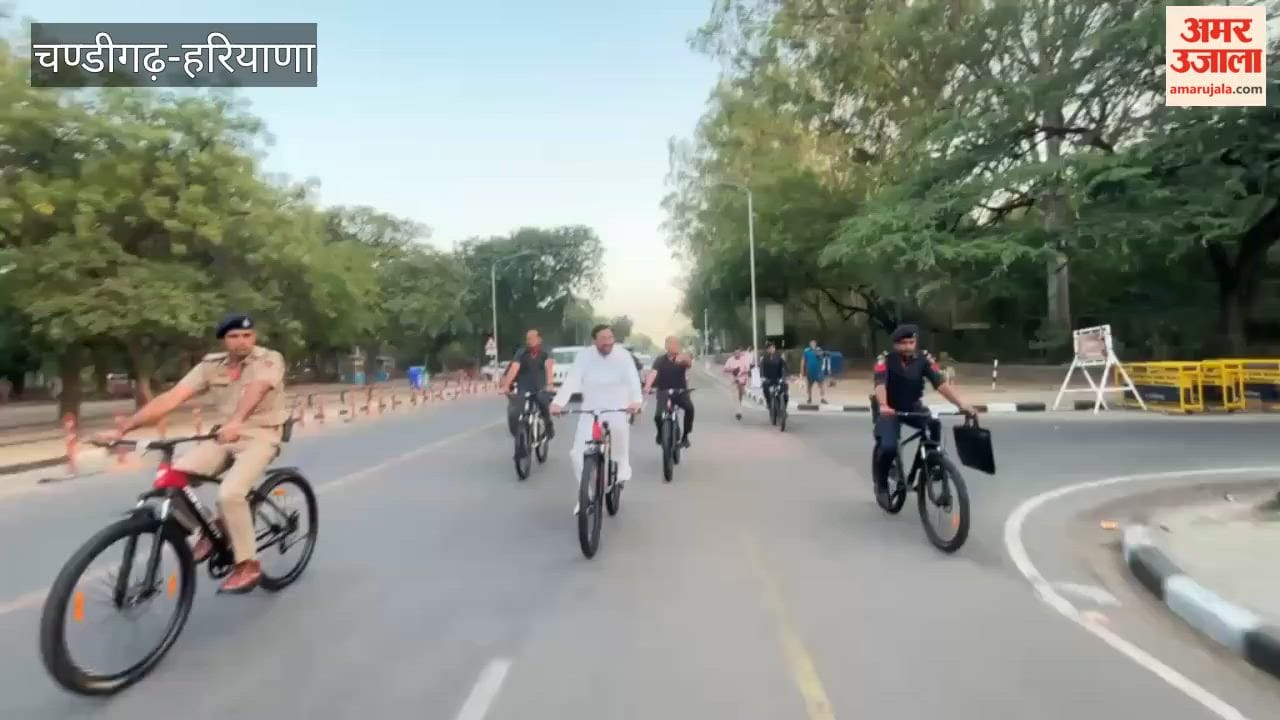 Responding to PM Modi's call, CM Nayab Saini went for a bicycle ride and reached Sukhna Lake.