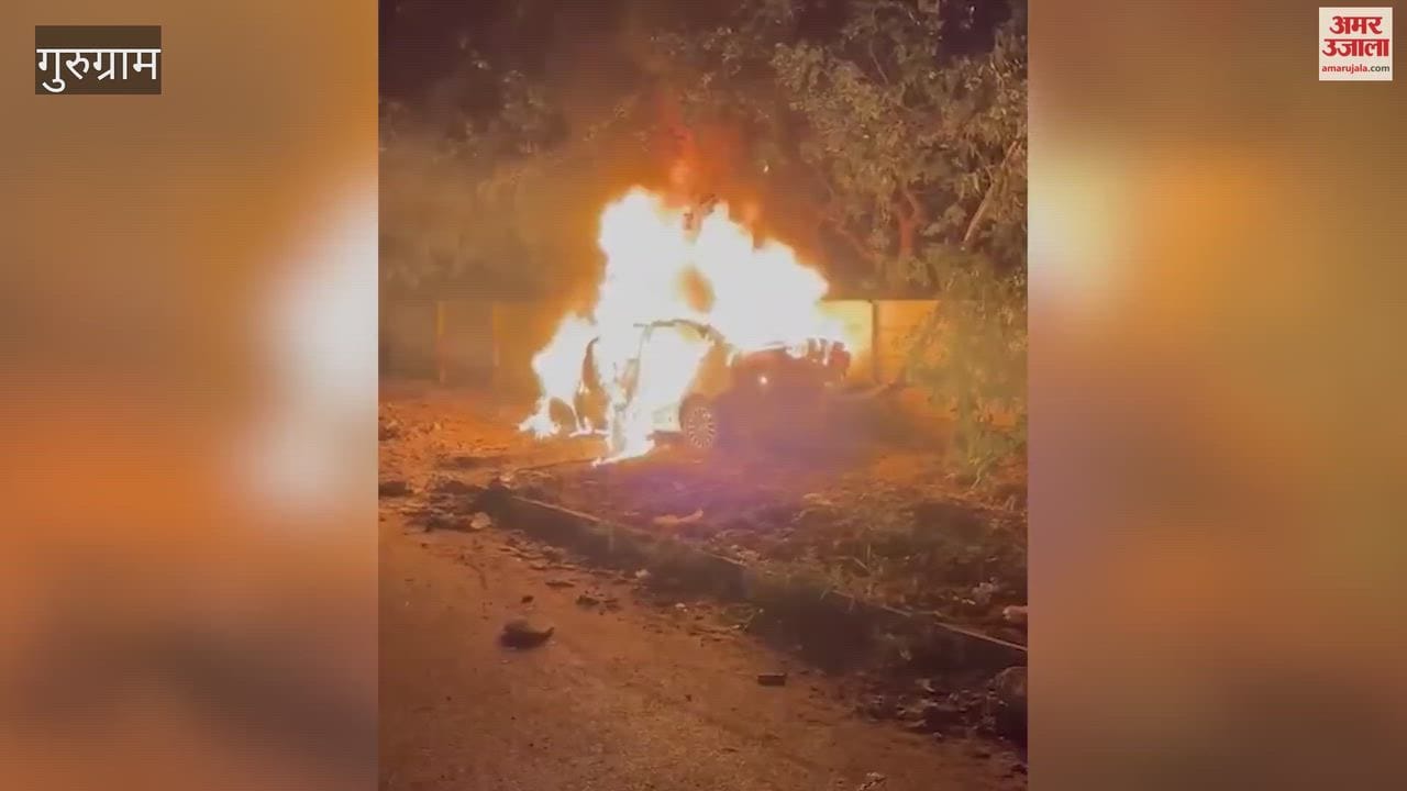 Car catches fire after accident on Delhi-Jaipur Highway in Gurugram