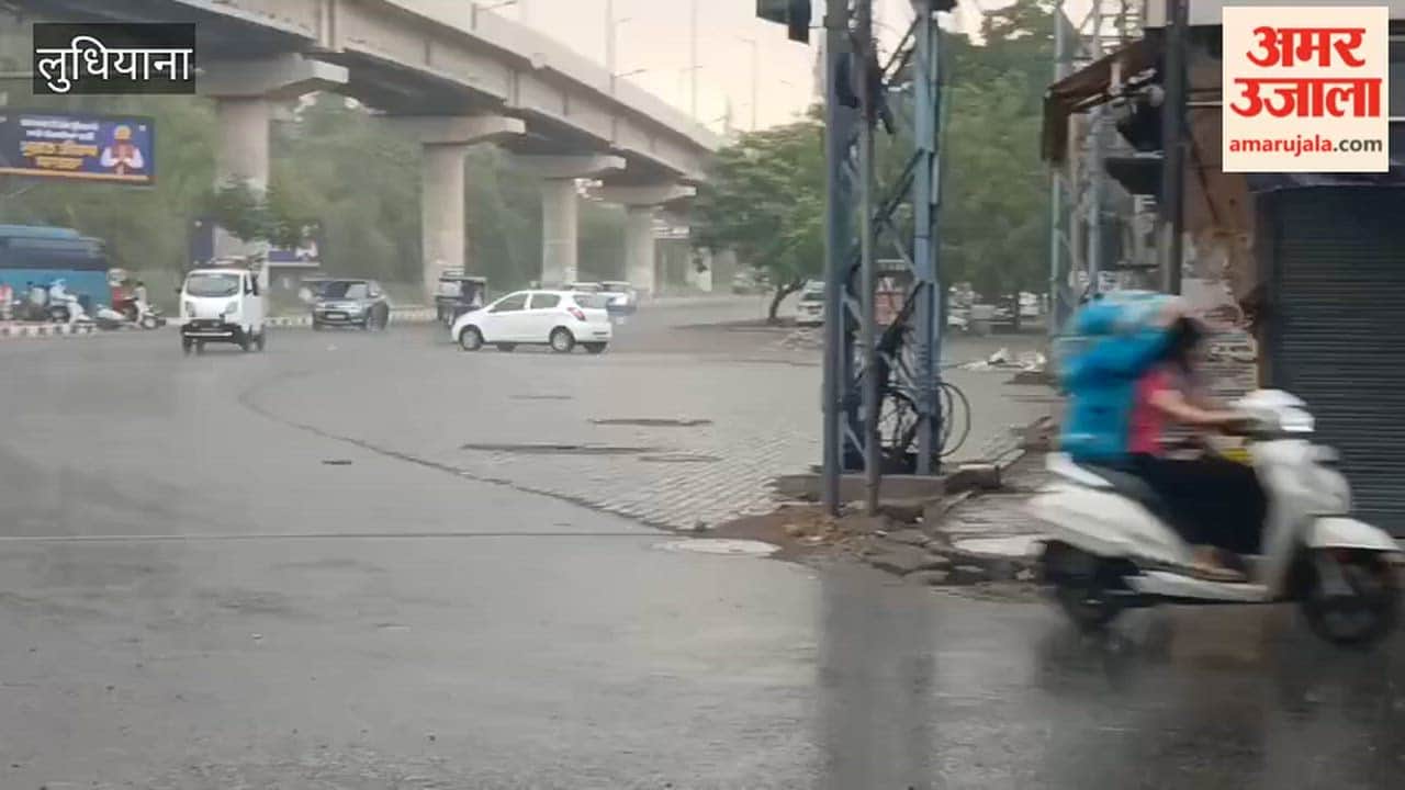 People in Ludhiana find relief from the heat following rainfall.