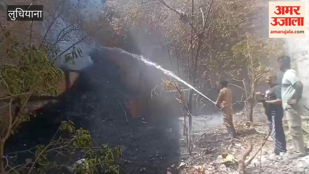 Fire breaks out in a vacant plot in Kashmir Nagar, Ludhiana.