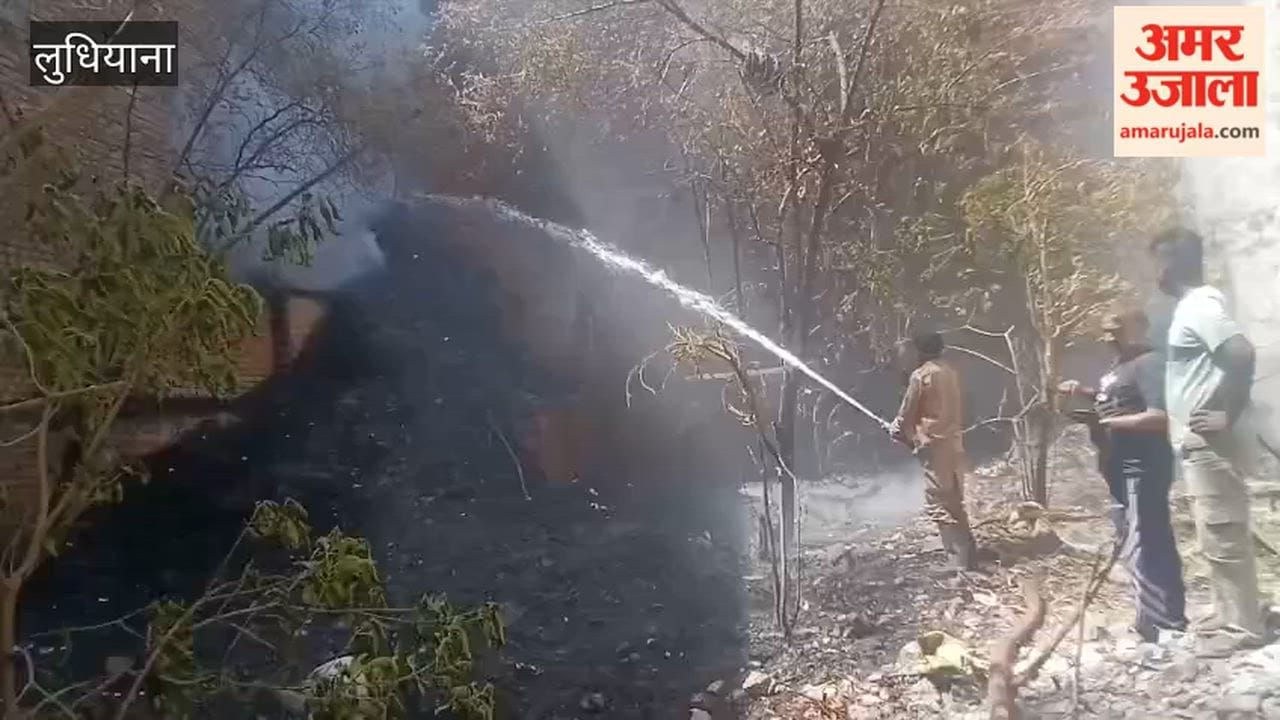 Fire breaks out in a vacant plot in Kashmir Nagar, Ludhiana.