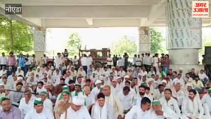 Farmers reached Greno authority on bullock cart to increase compensation