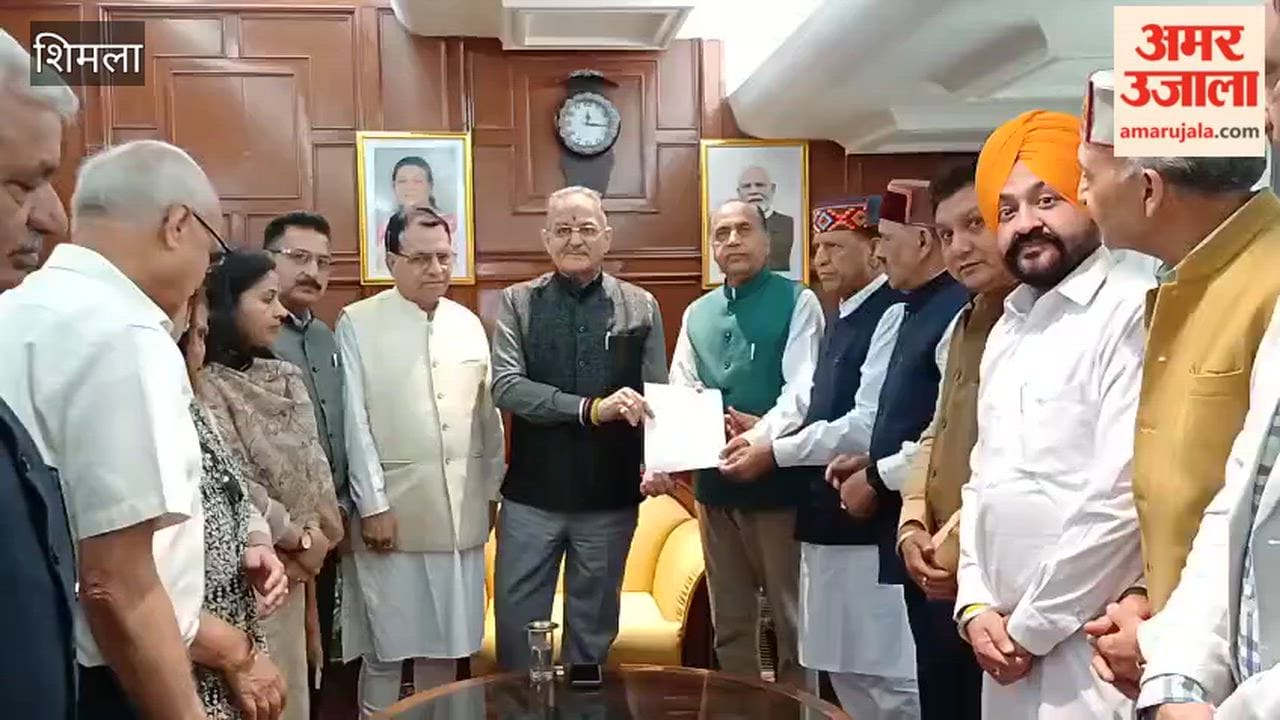 Shimla: BJP delegation meets Governor; several senior office-bearers present under the leadership of Dr. Rajiv Bindal and Jairam Thakur