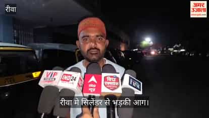 A massive fire broke out in Rewa due to a gas cylinder collision with a calf, causing four people