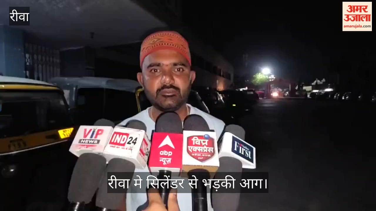 A massive fire broke out in Rewa due to a gas cylinder collision with a calf, causing four people