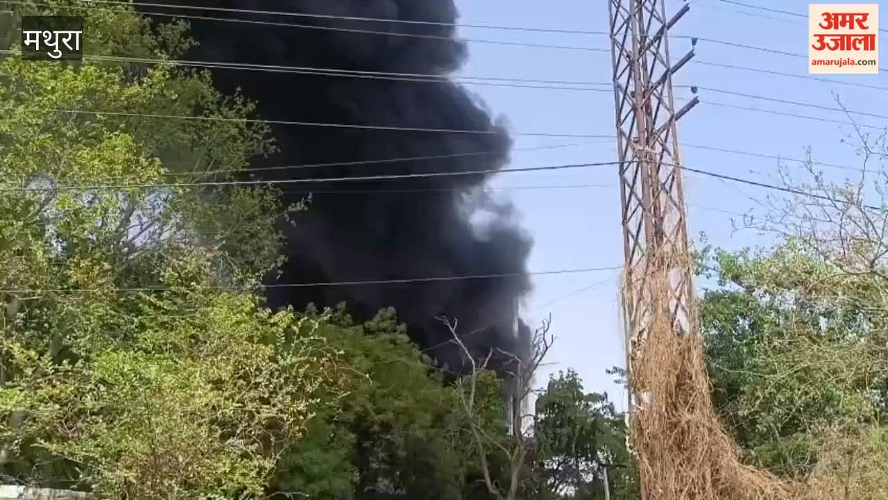 Massive Fire Breaks Out at Tarcoal Company on Chhata Highway in Mathura, Fire Brigade Struggles Due to Water Shortage