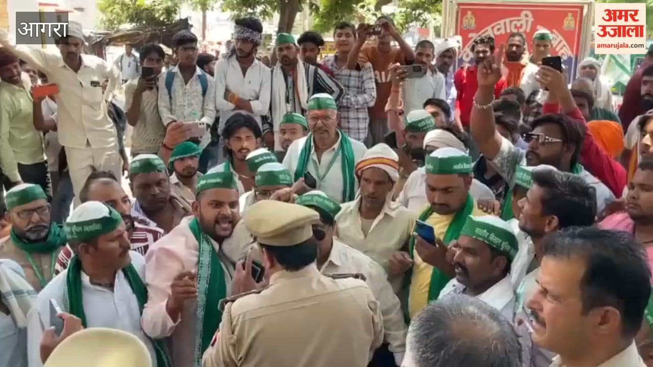 Farmers Block Agra-Etawah Highway in Bah, Heated Clash Erupts Between BKU Leaders and Police