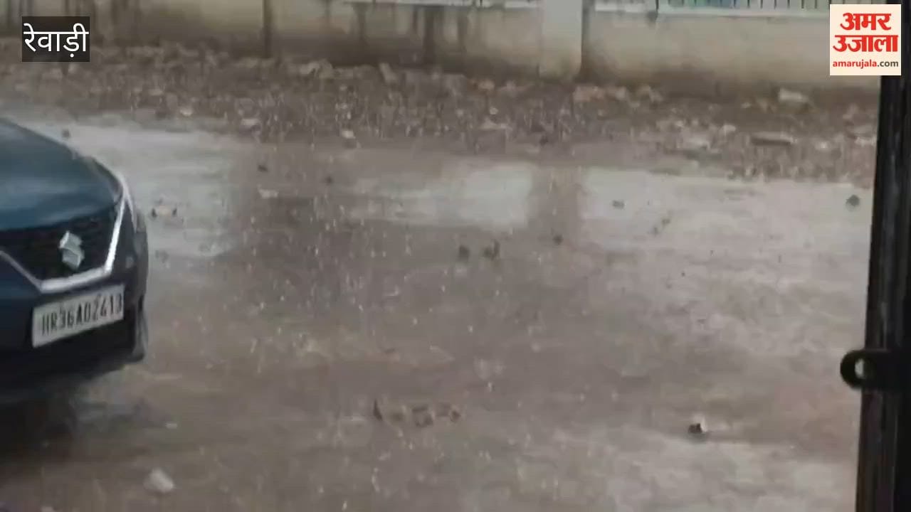Rain begins in Rewari; heavy hailstorm ensues.