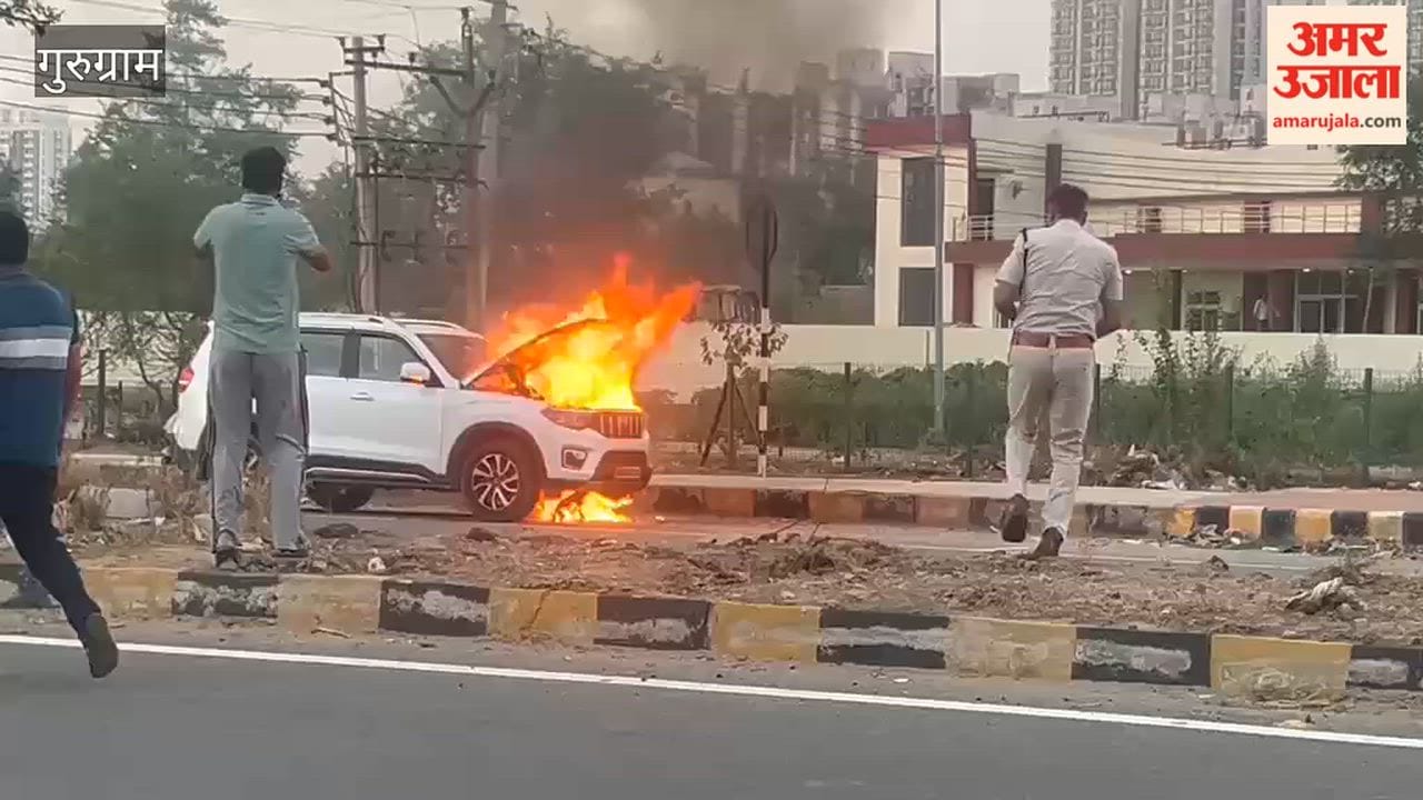 Fire breaks out in moving Scorpio in Gurugram