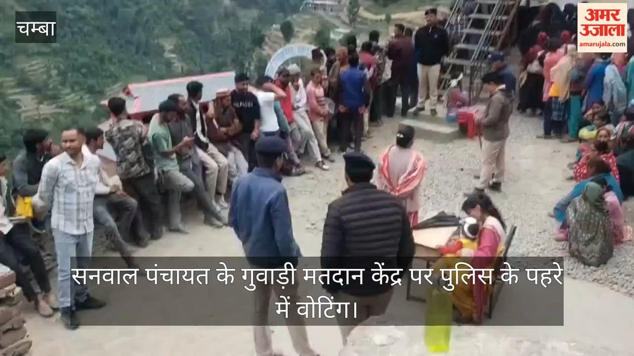 Voting Under Police Guard at Guwadi Polling Station in Sanwal Panchayat