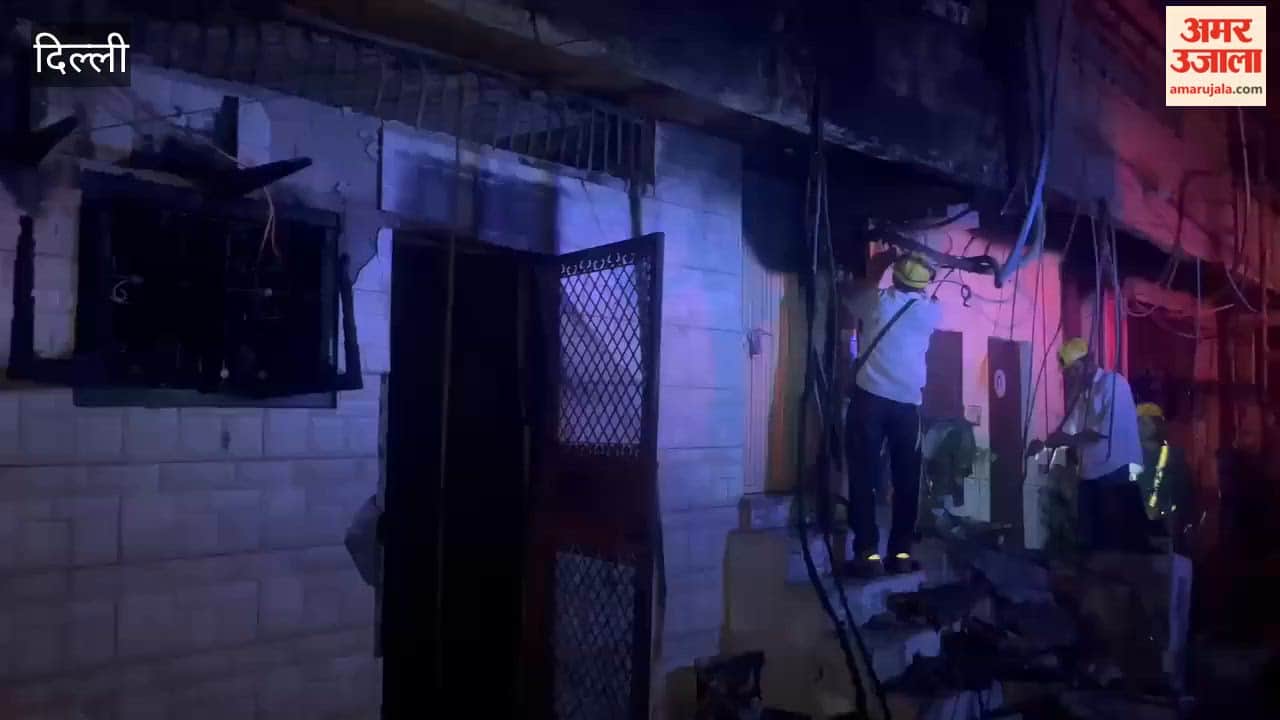 massive fire broke out in a three-storey house in Mukherjee Nagar