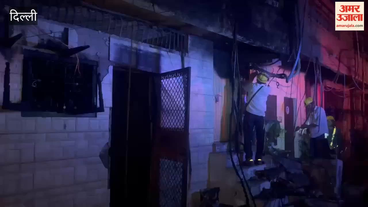 massive fire broke out in a three-storey house in Mukherjee Nagar