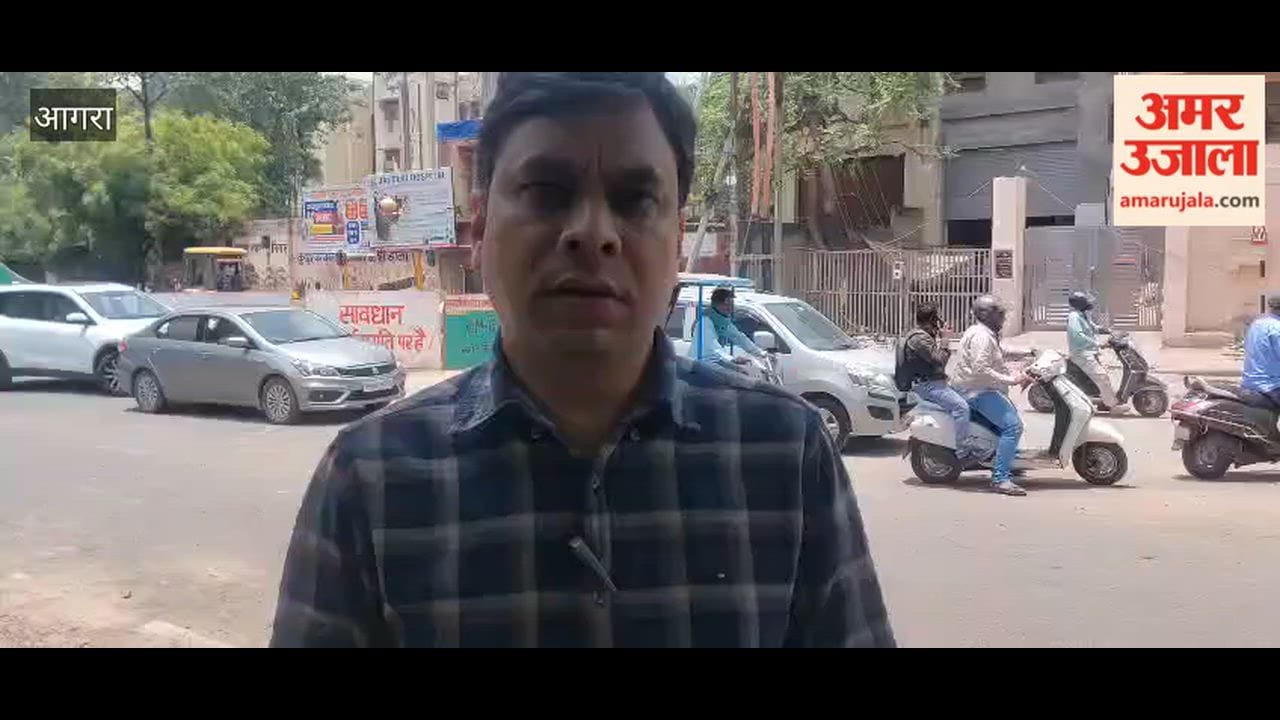 Traffic Snarl in Agra: Delhi Gate–Hari Parvat Road Closed, Long Queues at Intersection Due to CM Grid Work