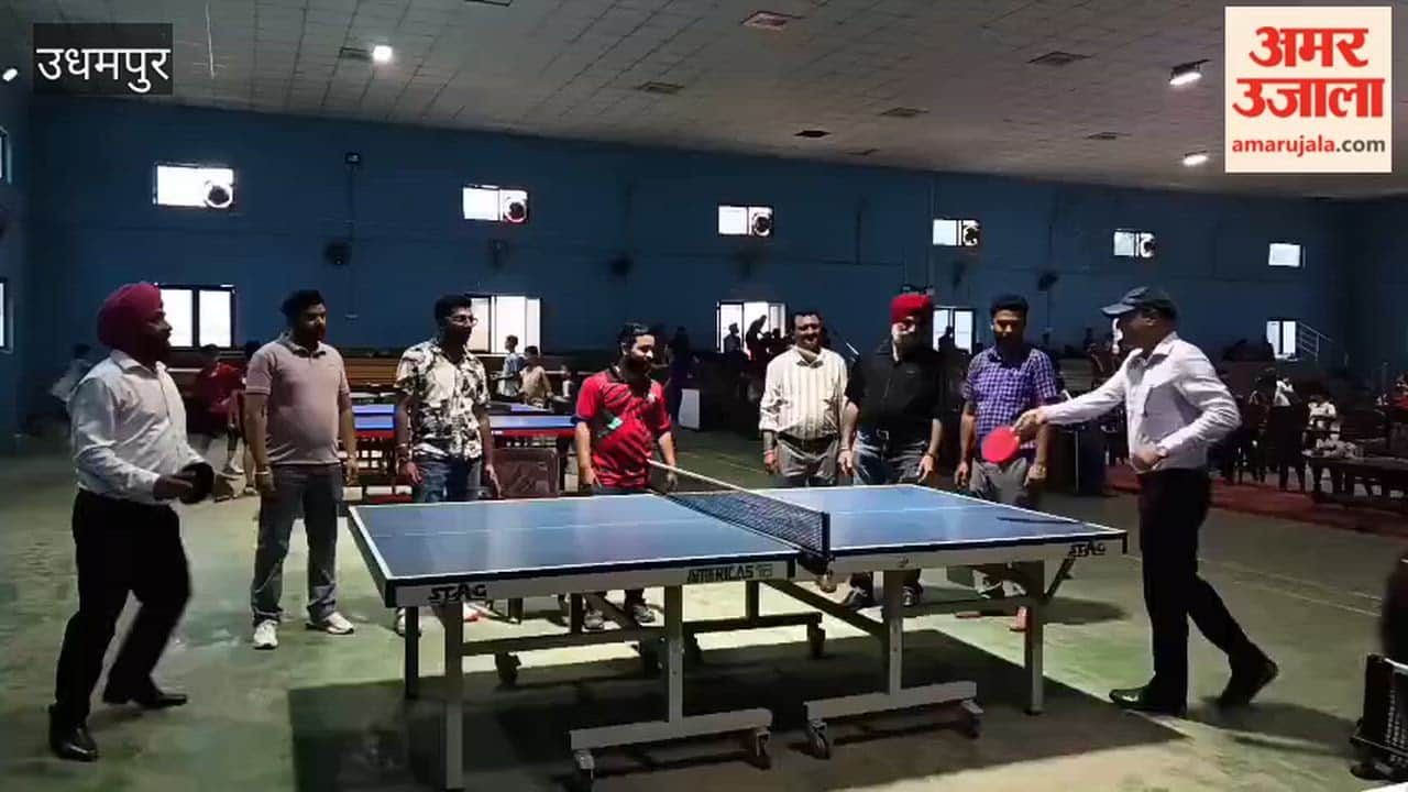 Grand inauguration of the district-level table tennis tournament at Subhash Stadium.