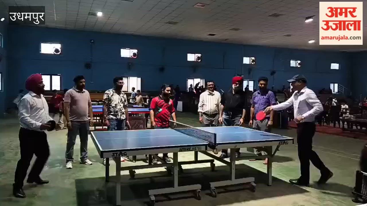 Grand inauguration of the district-level table tennis tournament at Subhash Stadium.