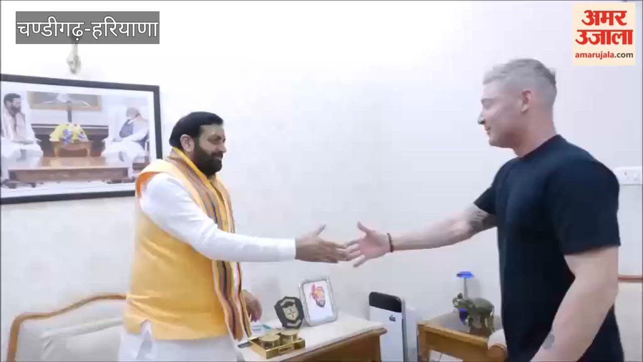 Australian cricketer Michael Clarke met CM Nayab Saini.