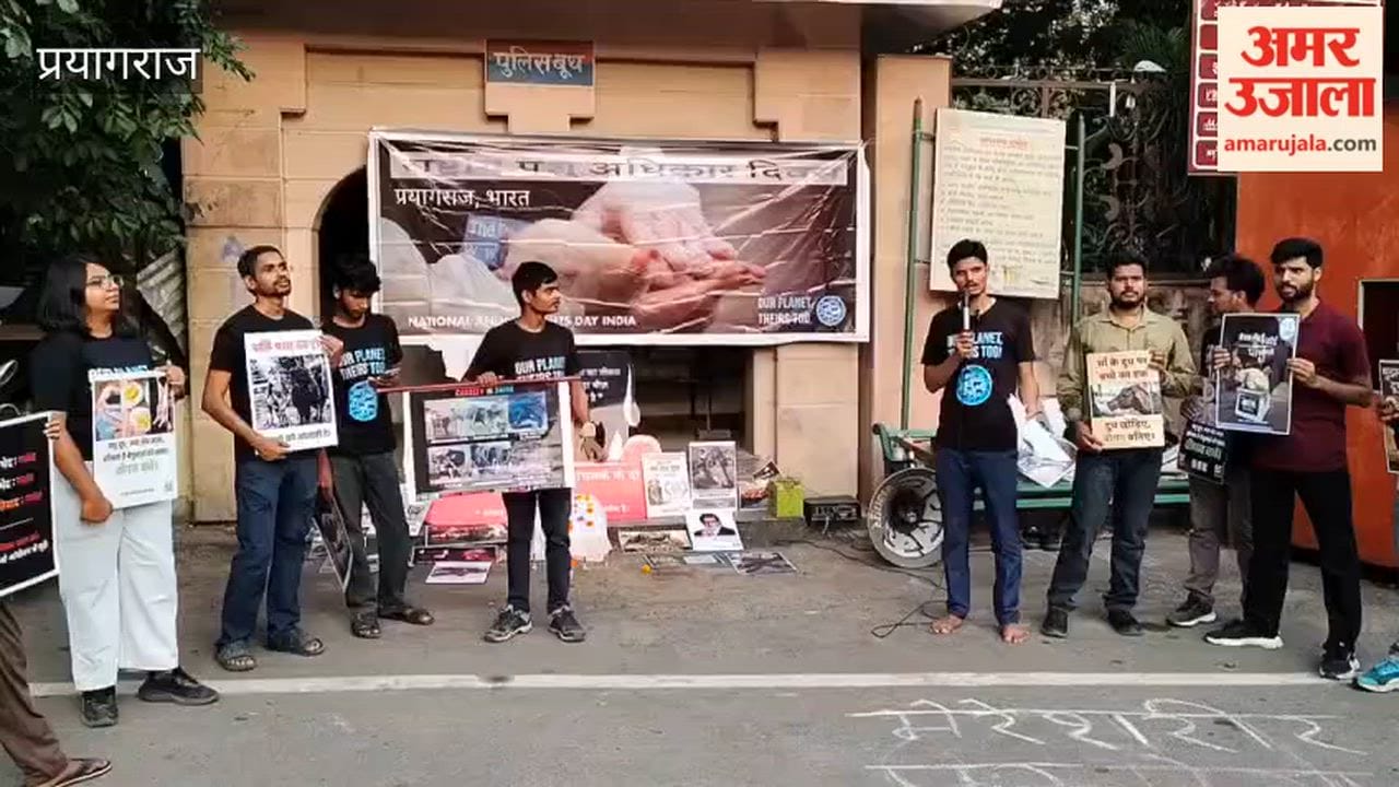 Animal Rights Day was celebrated in front of Azad Park, a pledge was taken to be kind to animals.