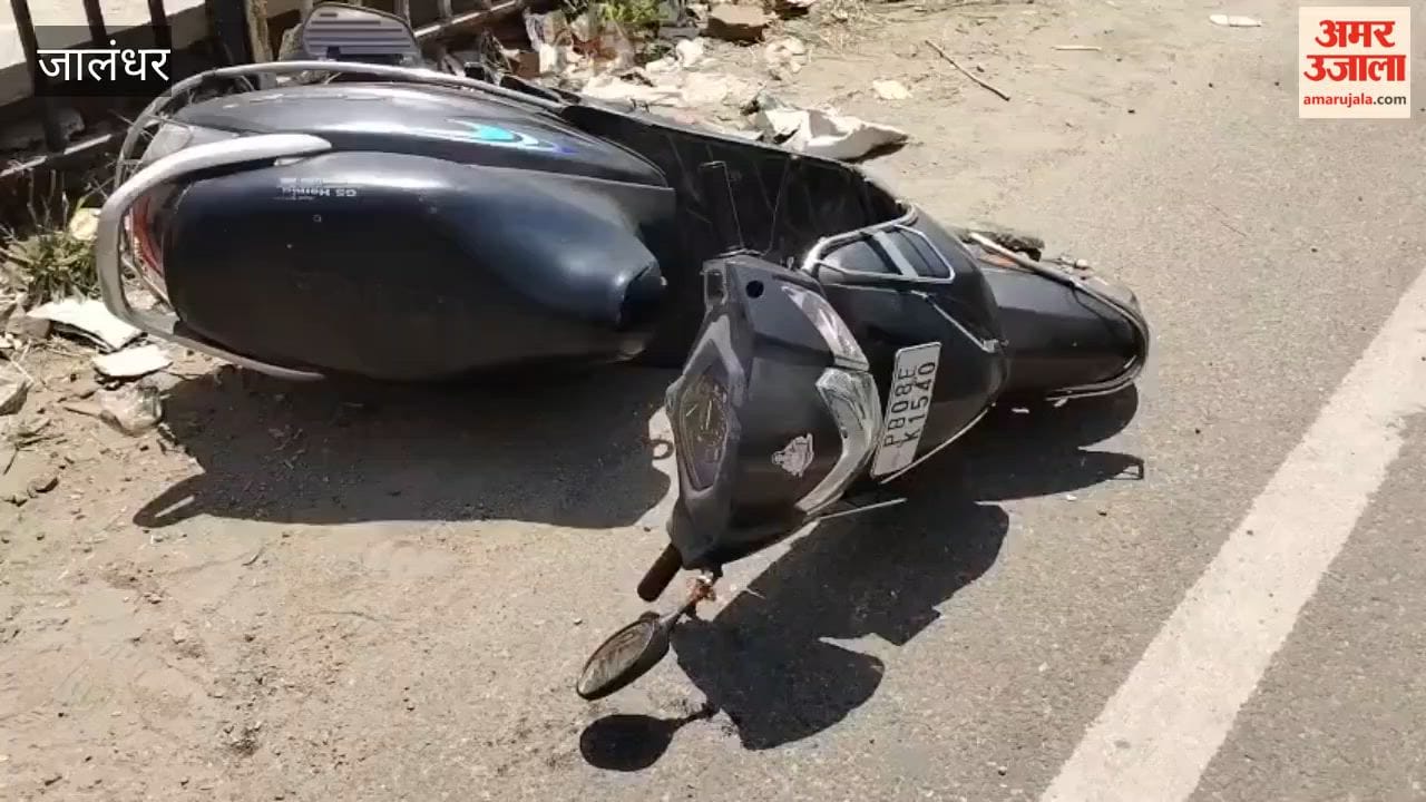 A speeding truck hits a couple riding a scooter in Jalandhar.