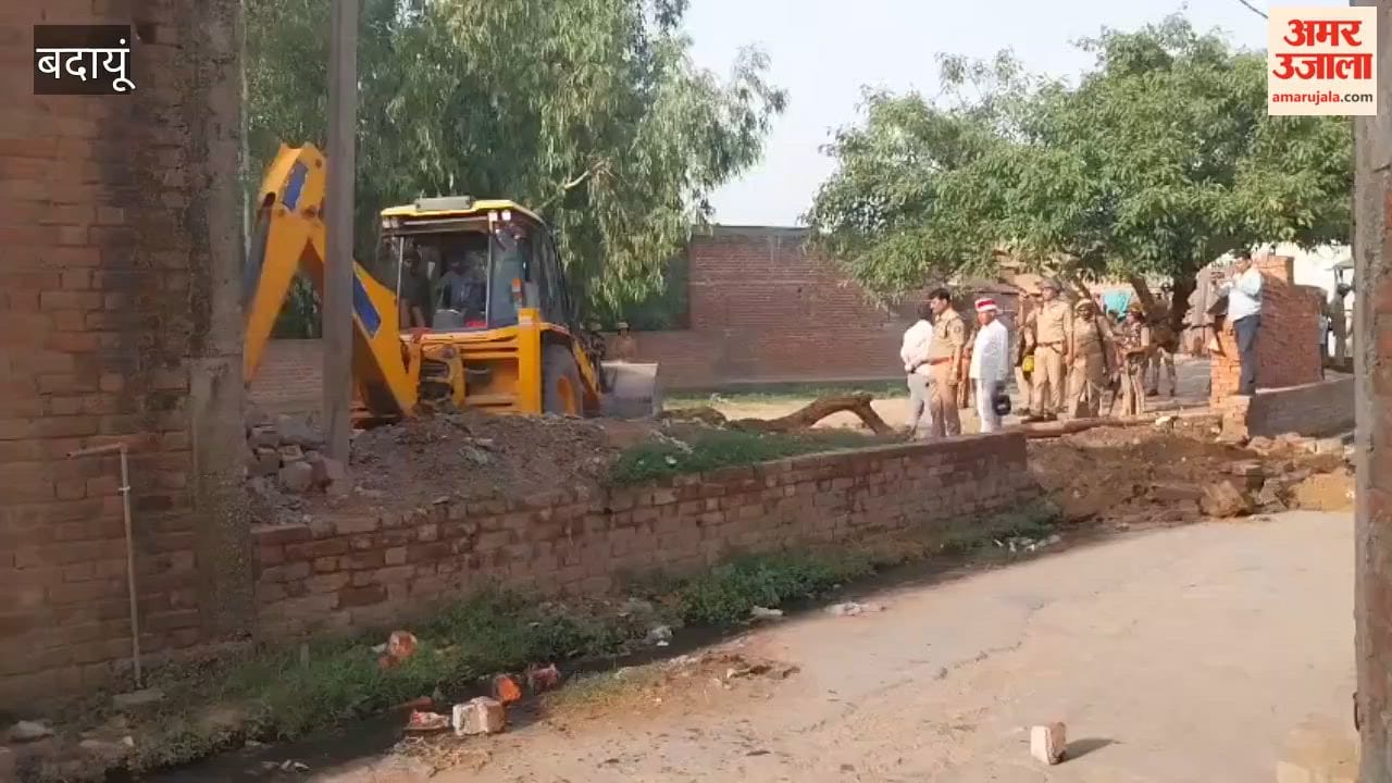 Bulldozer razes illegal mosque built on village community land in Badaun