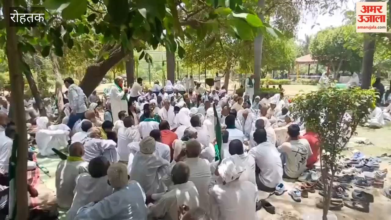 Farmers in Rohtak staged a protest over compensation for high-tension wires passing through their fields