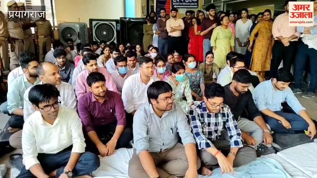 Junior doctors at SRN Hospital stage a protest demanding security arrangements.