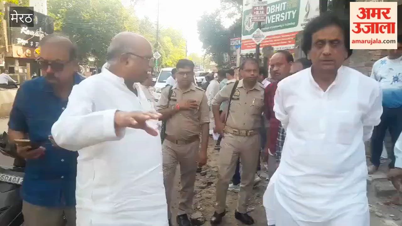 Mayor and Cantt MLA inspect the drain under construction near RG College; several flaws found.