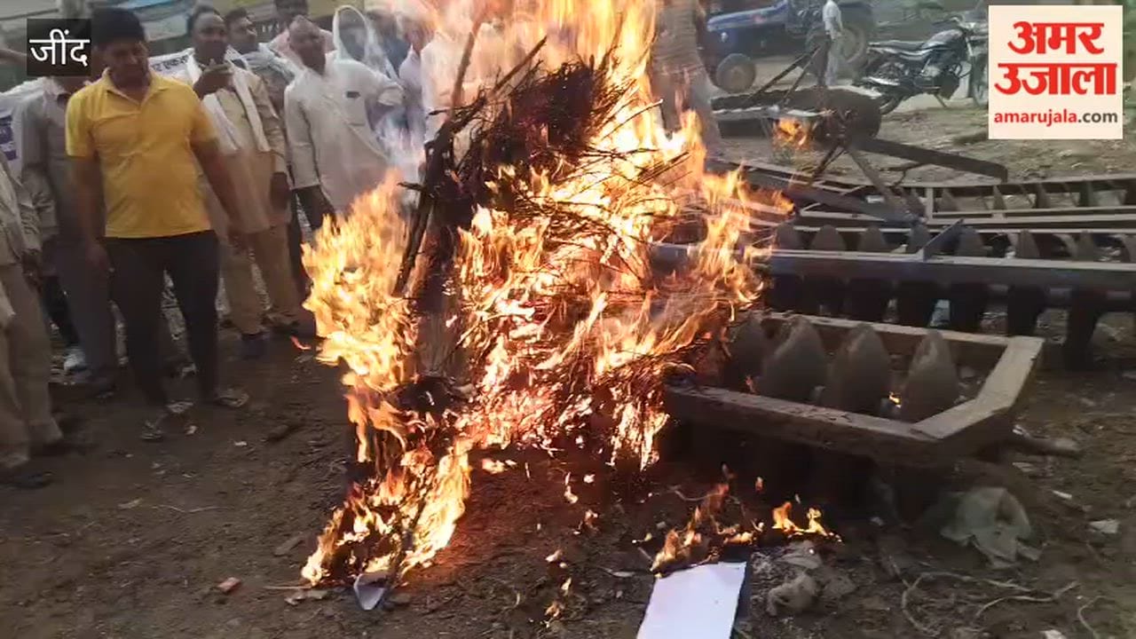 Construction workers staged a protest against the Haryana government in Jind.