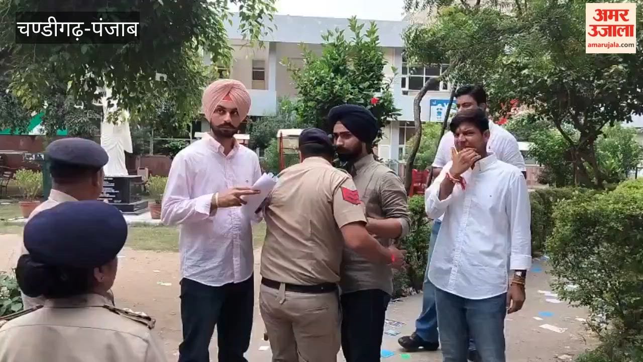 Students arrived to cast their votes at the UILS department of Panjab University.
