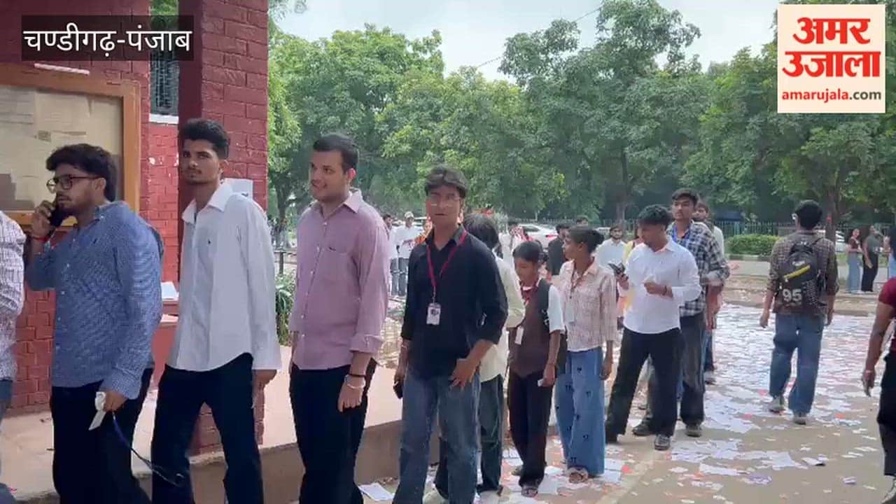 Students flocked to PGGC, Sector 11, to cast their votes.