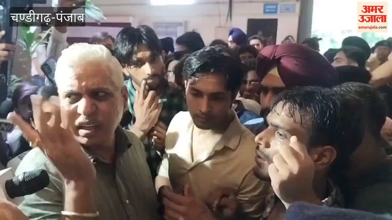 Students protest over voting at Chandigarh's Law Department.