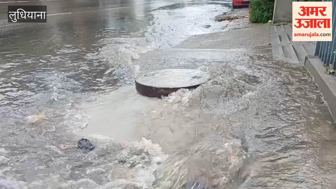 Sewers overflow in Ludhiana after an hour of rain.
