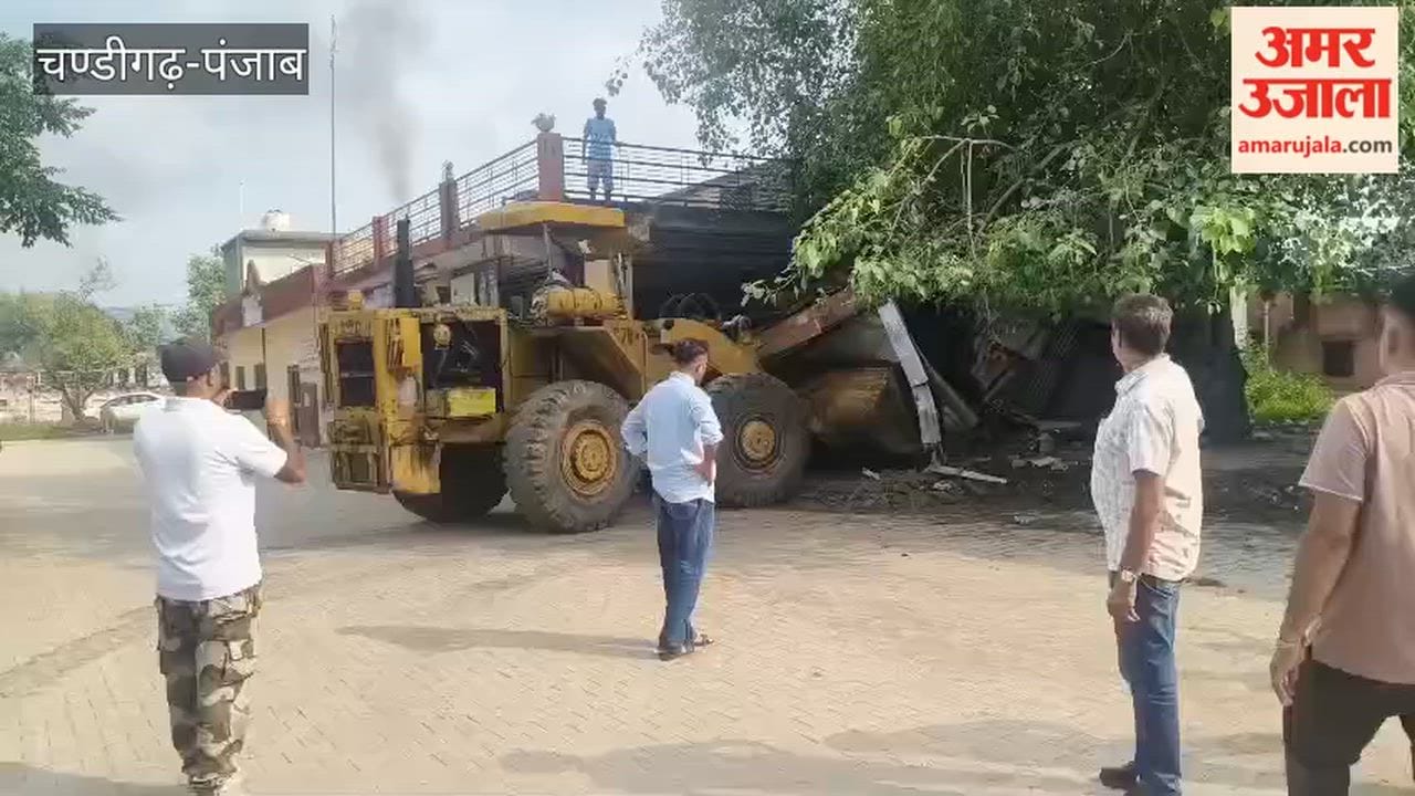 Illegal kiosks removed using bulldozers in Nangal.
